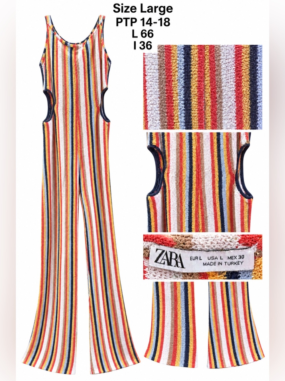 ZARA Multicolor Striped Women’s Romper - Yellow, Blue & Red